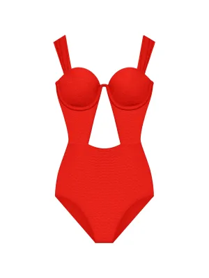 The Bustier Bodysuit - Grapefruit (Embossed)