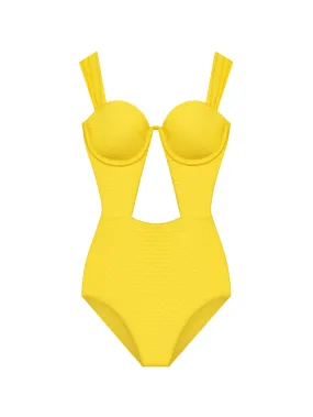 The Bustier Bodysuit - Lemon (Embossed)