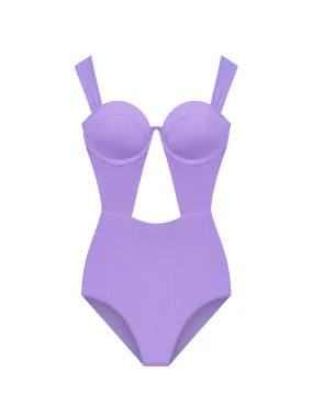 The Bustier Bodysuit - Violet (Ribbed)