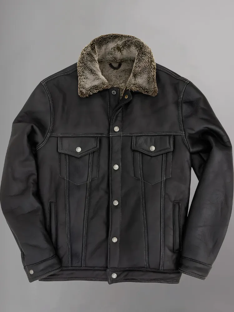 The Sheepskin Midnight Trucker Leather jacket