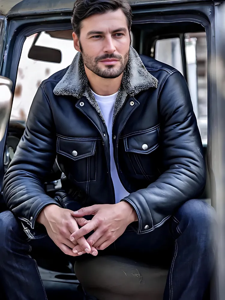 The Sheepskin Midnight Trucker Leather jacket