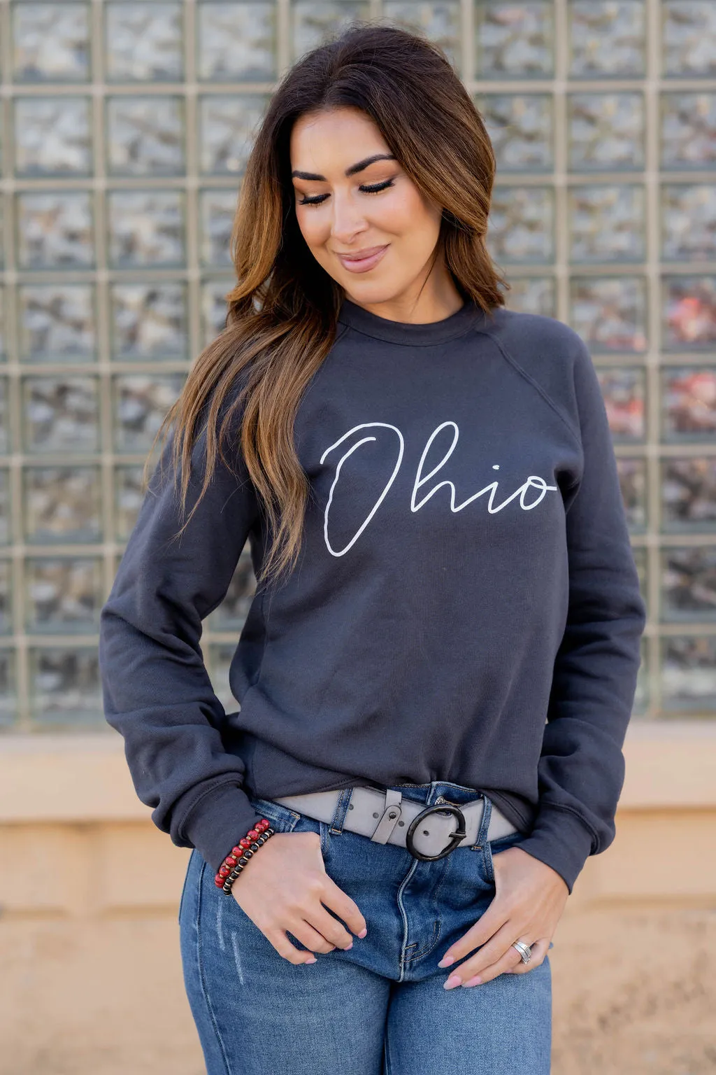 Thin Cursive Ohio Graphic Crewneck