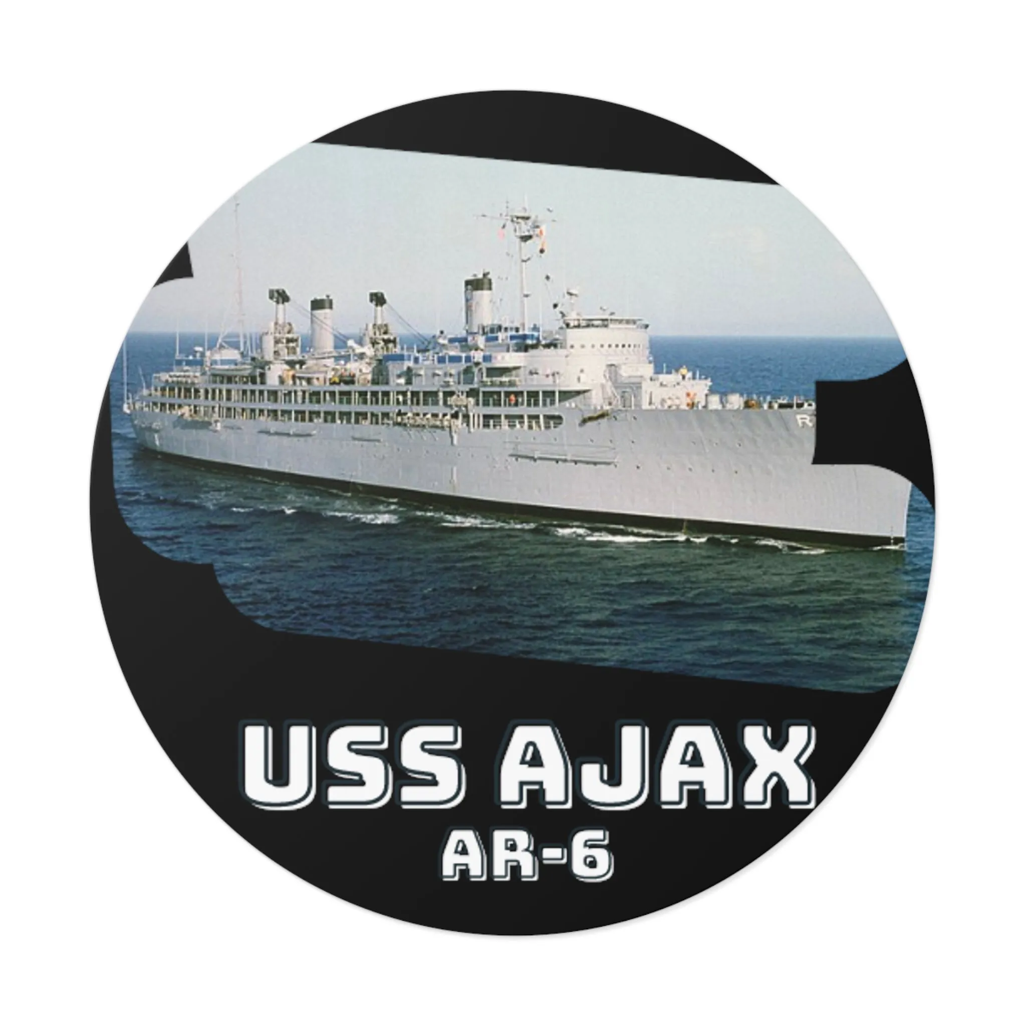 USS Ajax AR-6 United States Ship POD Round Vinyl Stickers