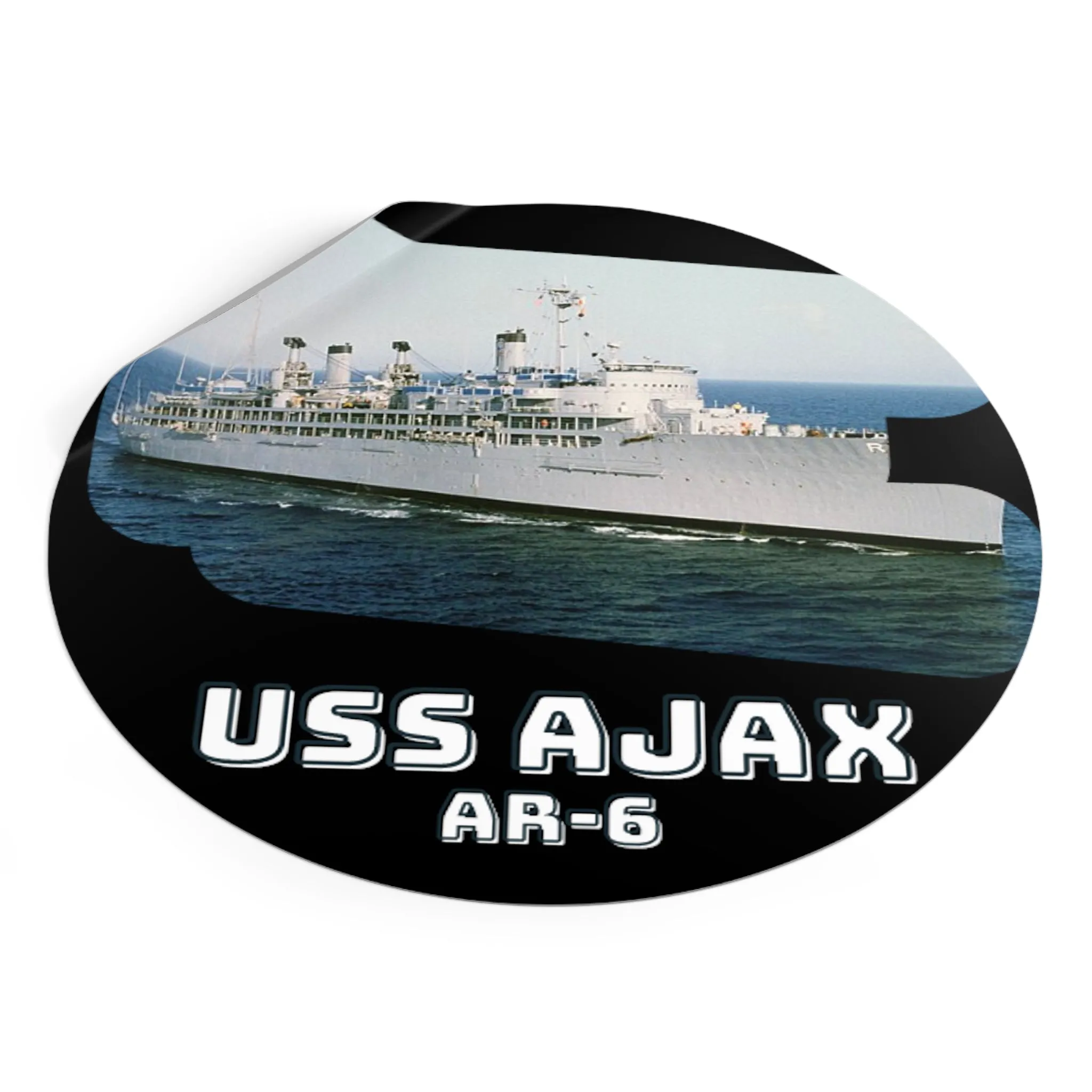 USS Ajax AR-6 United States Ship POD Round Vinyl Stickers