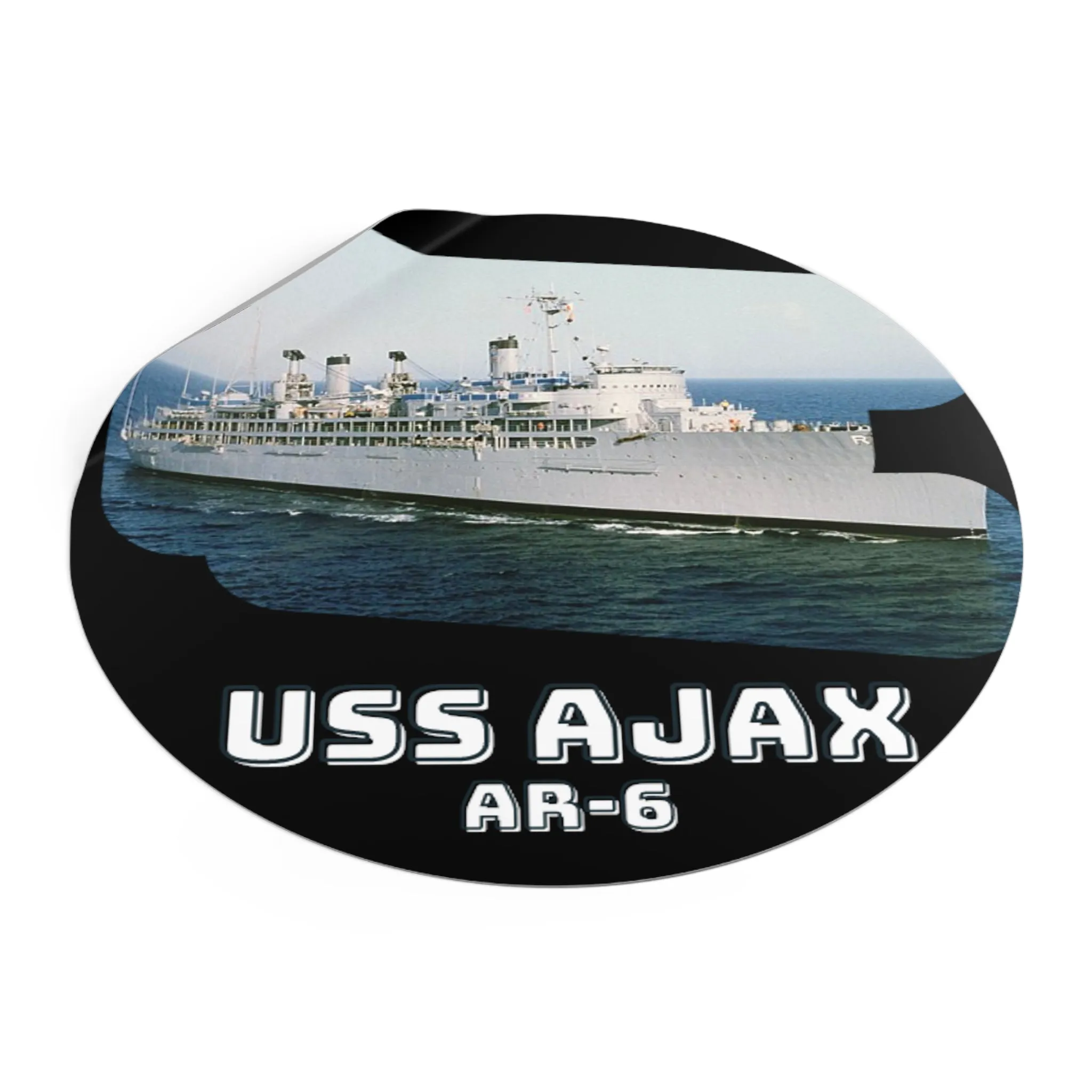 USS Ajax AR-6 United States Ship POD Round Vinyl Stickers