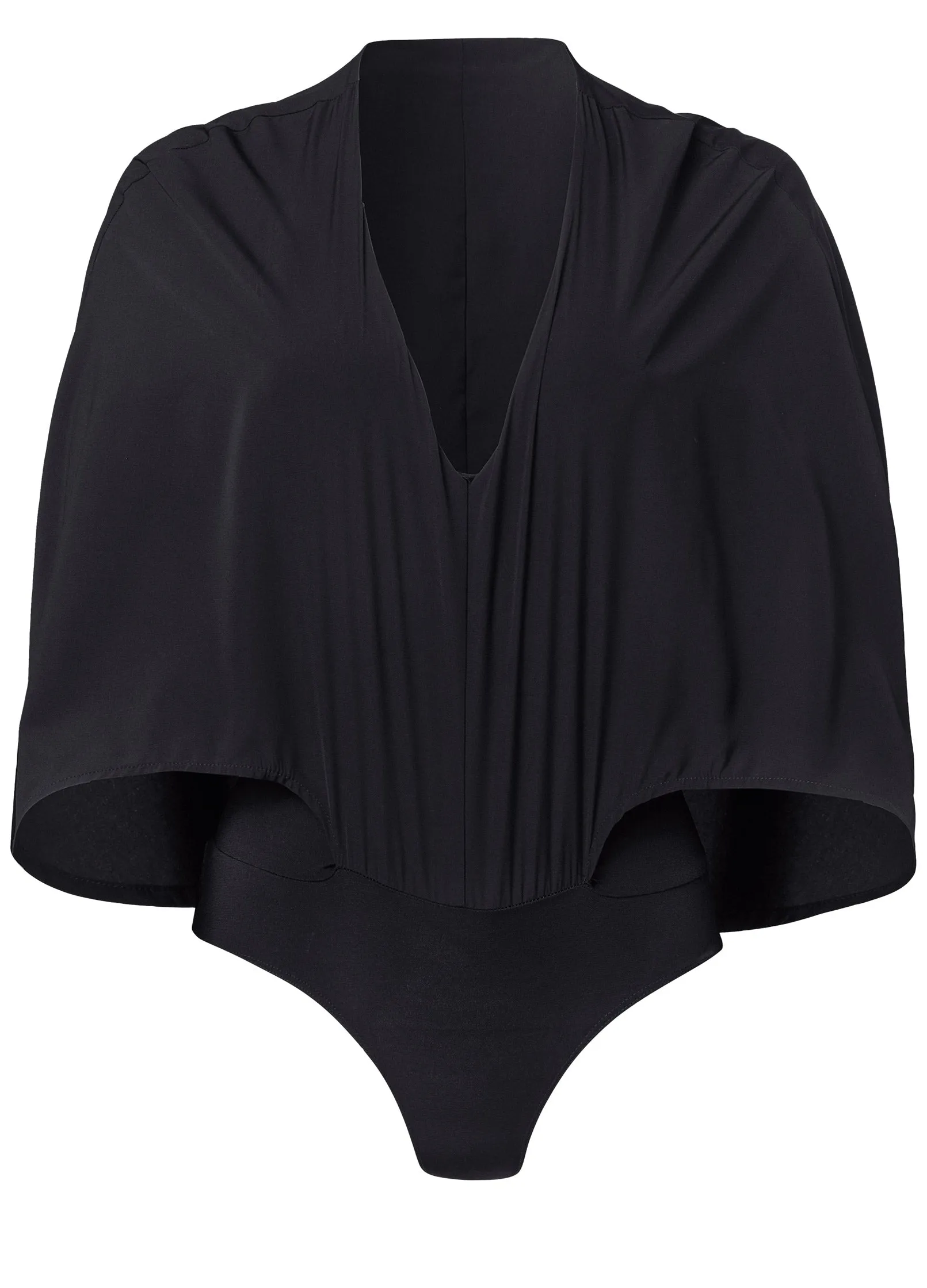 V-Neck Cape Bodysuit - Black