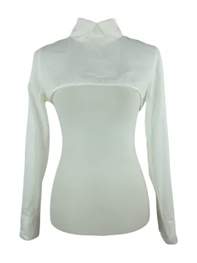 Vintage 2000s Y2K Cop Copine Subversive Avant-Garde White Cotton Peter Pan Collared Long Sleeve Bolero Top