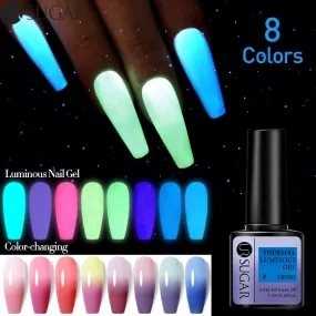 Wenkouban 7.5Ml Luminous Thermal Gel Nail Polish 2 In 1 Color Changing Glow In Dark Soak Off Manicuring UV Gel Nail Art Varnish