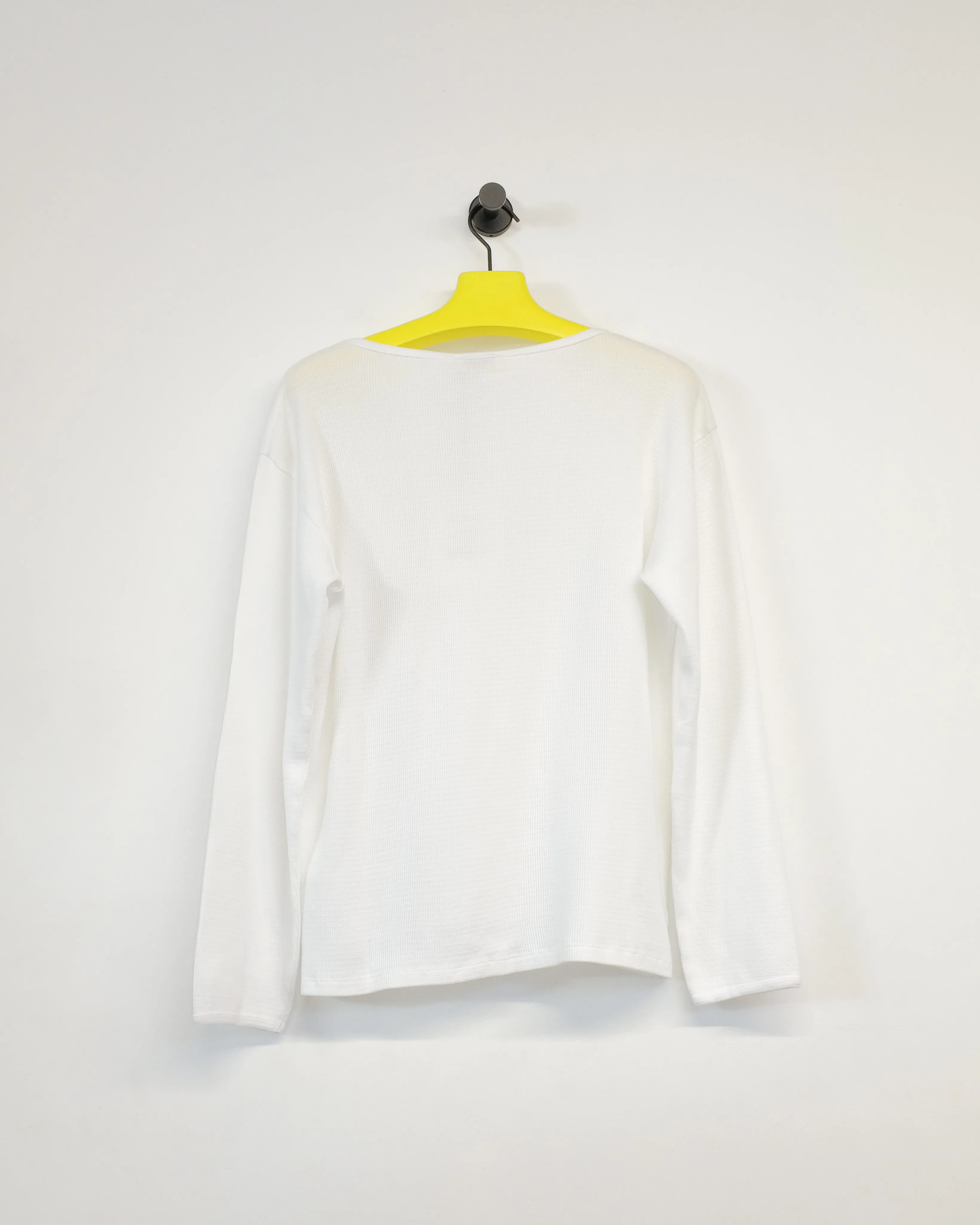 White Ribbed Dias Cortes Long Sleeve  Tee