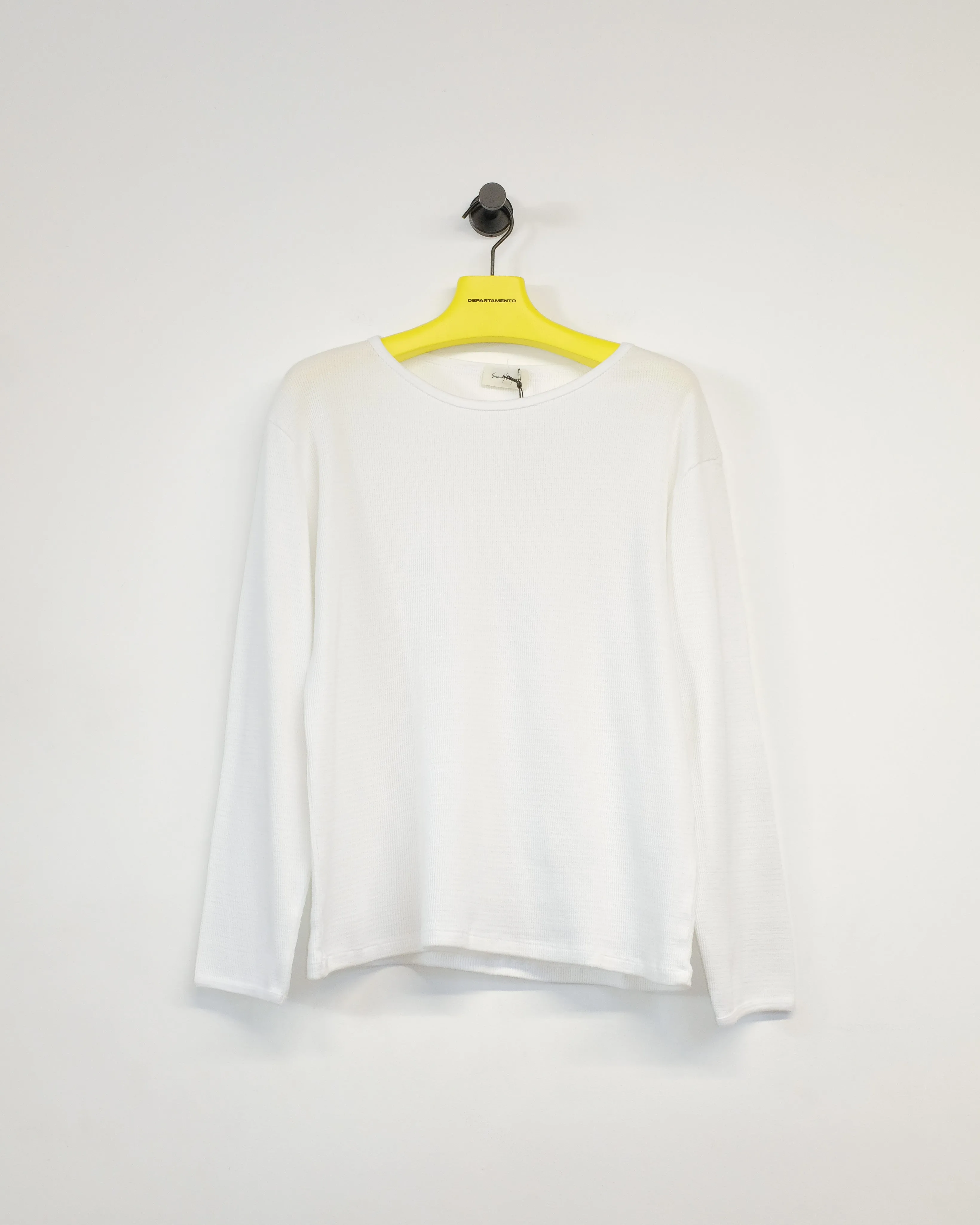 White Ribbed Dias Cortes Long Sleeve  Tee