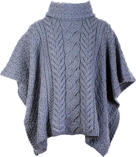 Women's Supersoft Merino Wool Cowl Neck Poncho by Aran Mills - 6 Colours