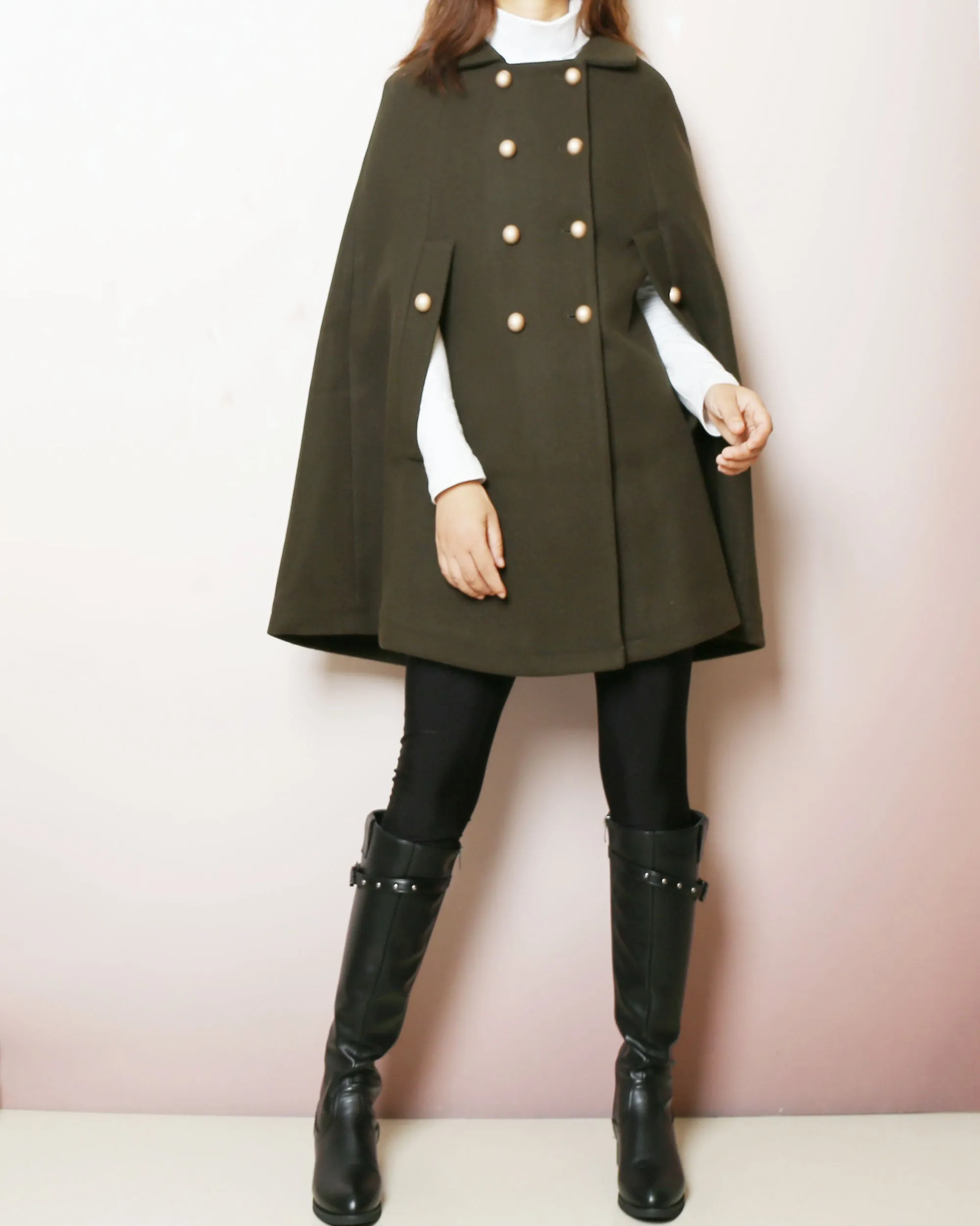 Wool cape coat, wool poncho, wool cloak jacket, winter coat, wool cloak(Y2164)