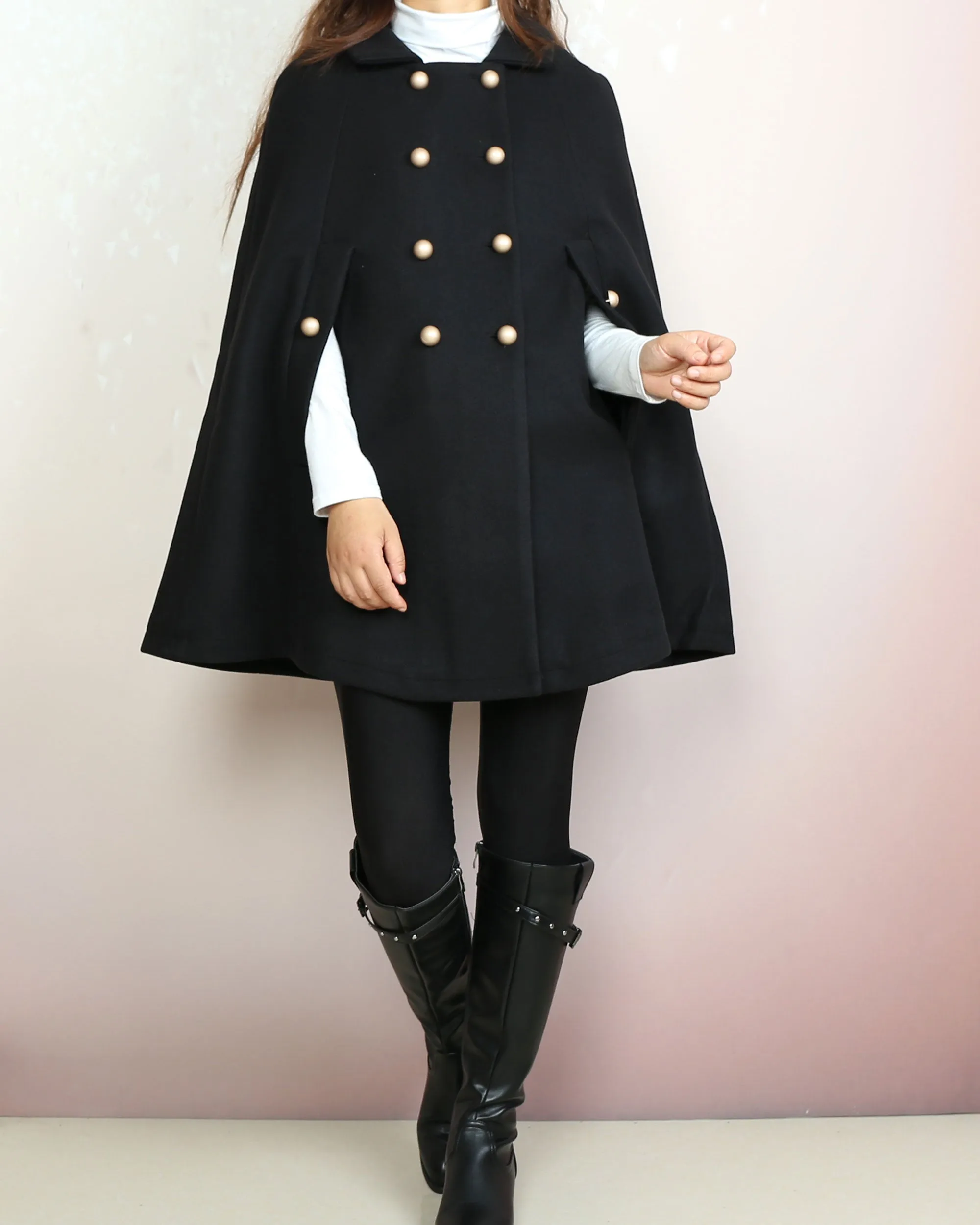 Wool cape coat, wool poncho, wool cloak jacket, winter coat, wool cloak(Y2164)