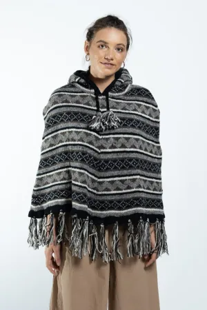 Wool Poncho - Grey