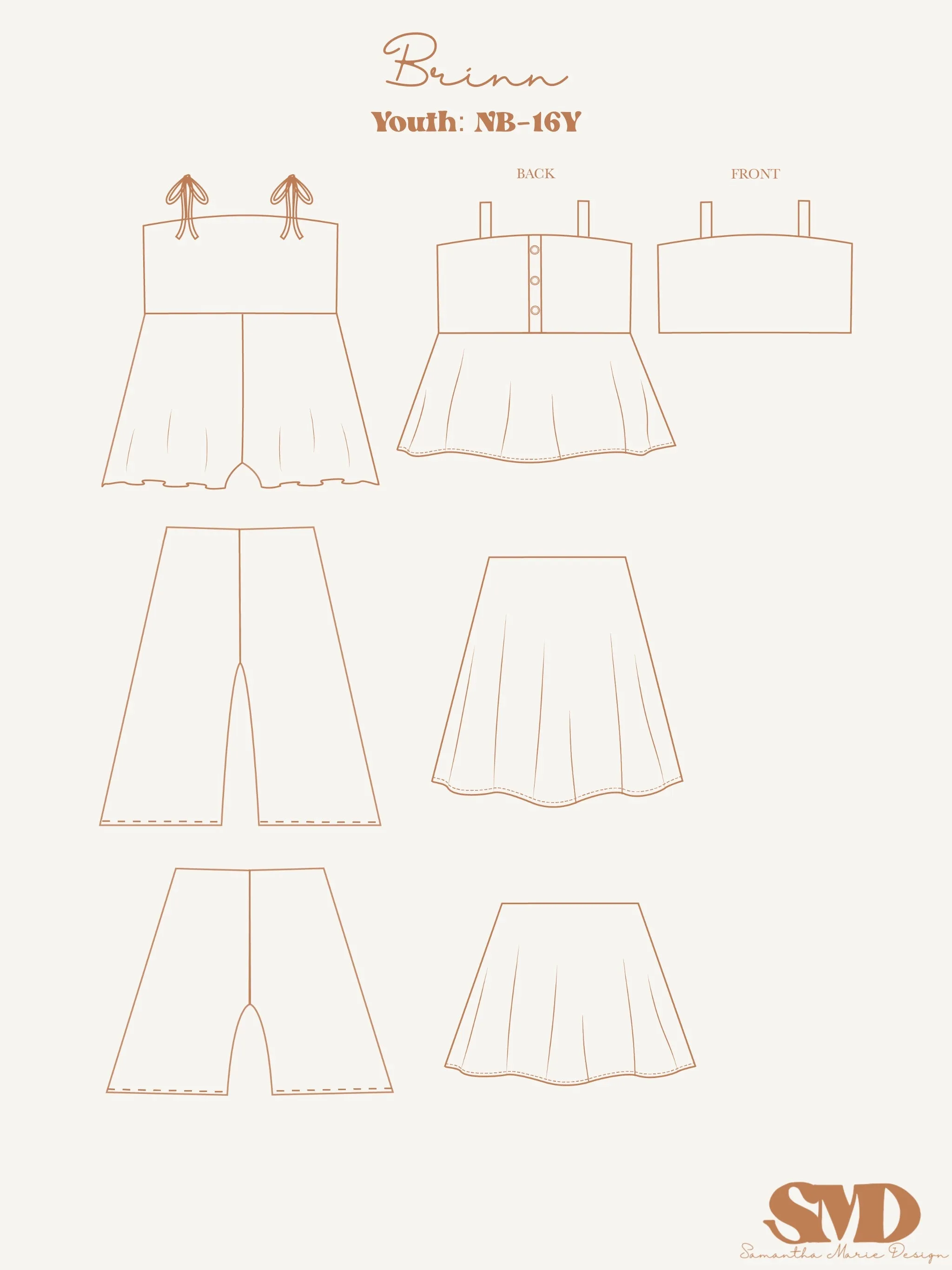 Youth Brinn Romper and Dress Digital Sewing Pattern Sizes NB-16Y