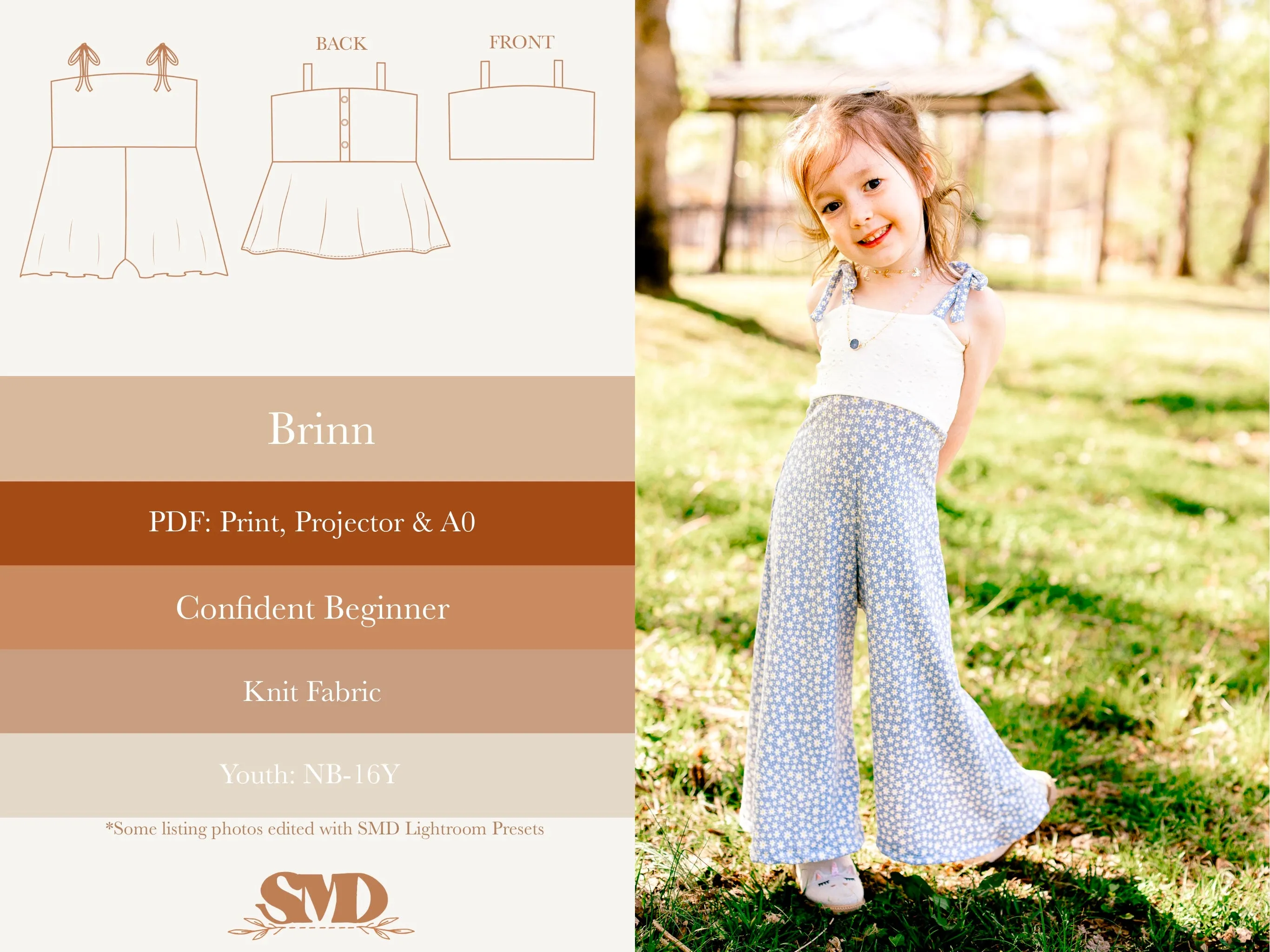 Youth Brinn Romper and Dress Digital Sewing Pattern Sizes NB-16Y