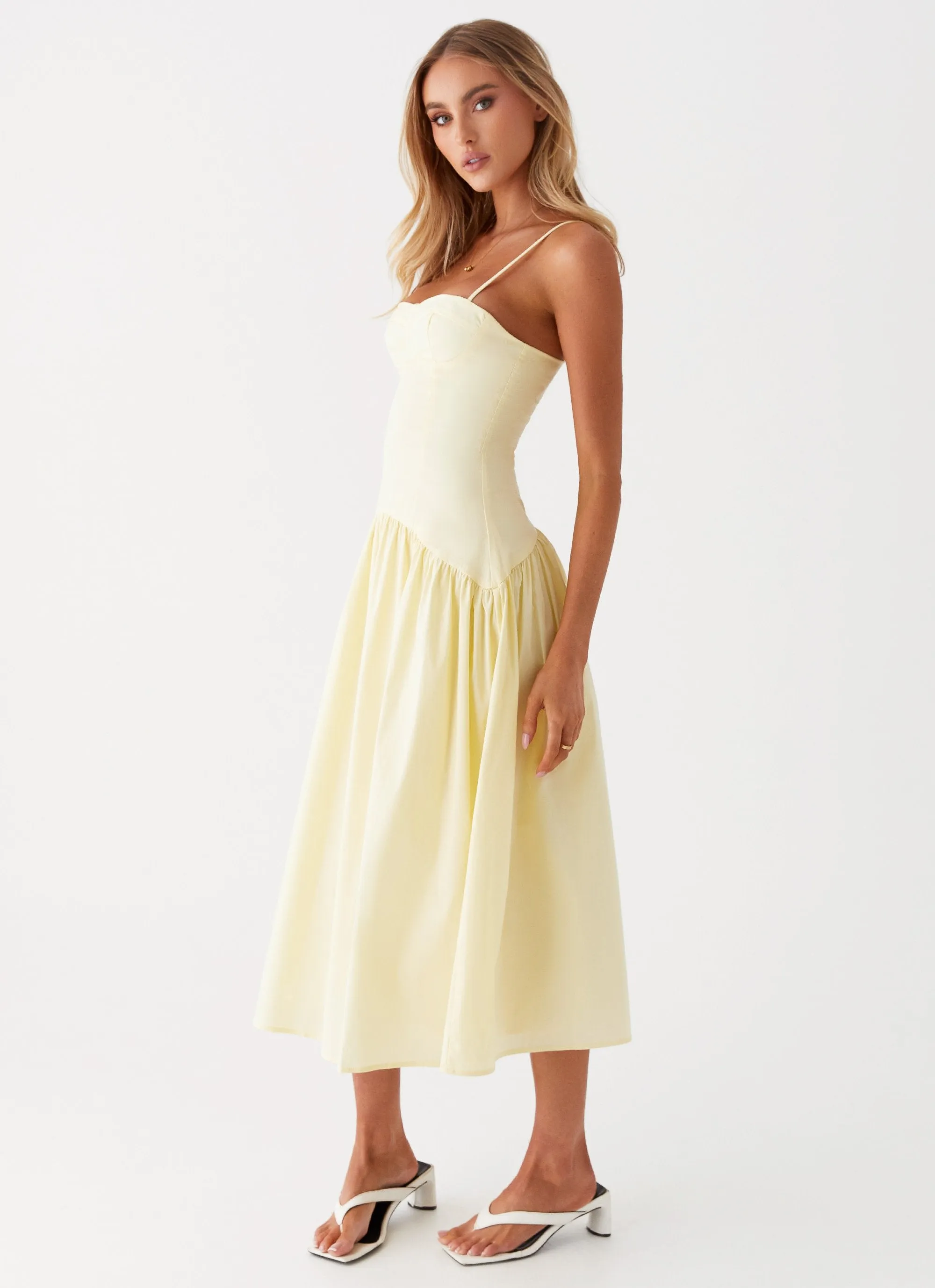 Yvette Corset Midi Dress - Yellow