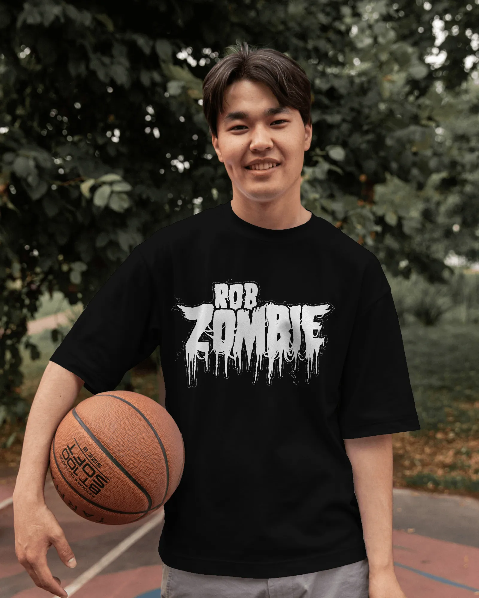 Zombie Printed Black Oversized T-shirt