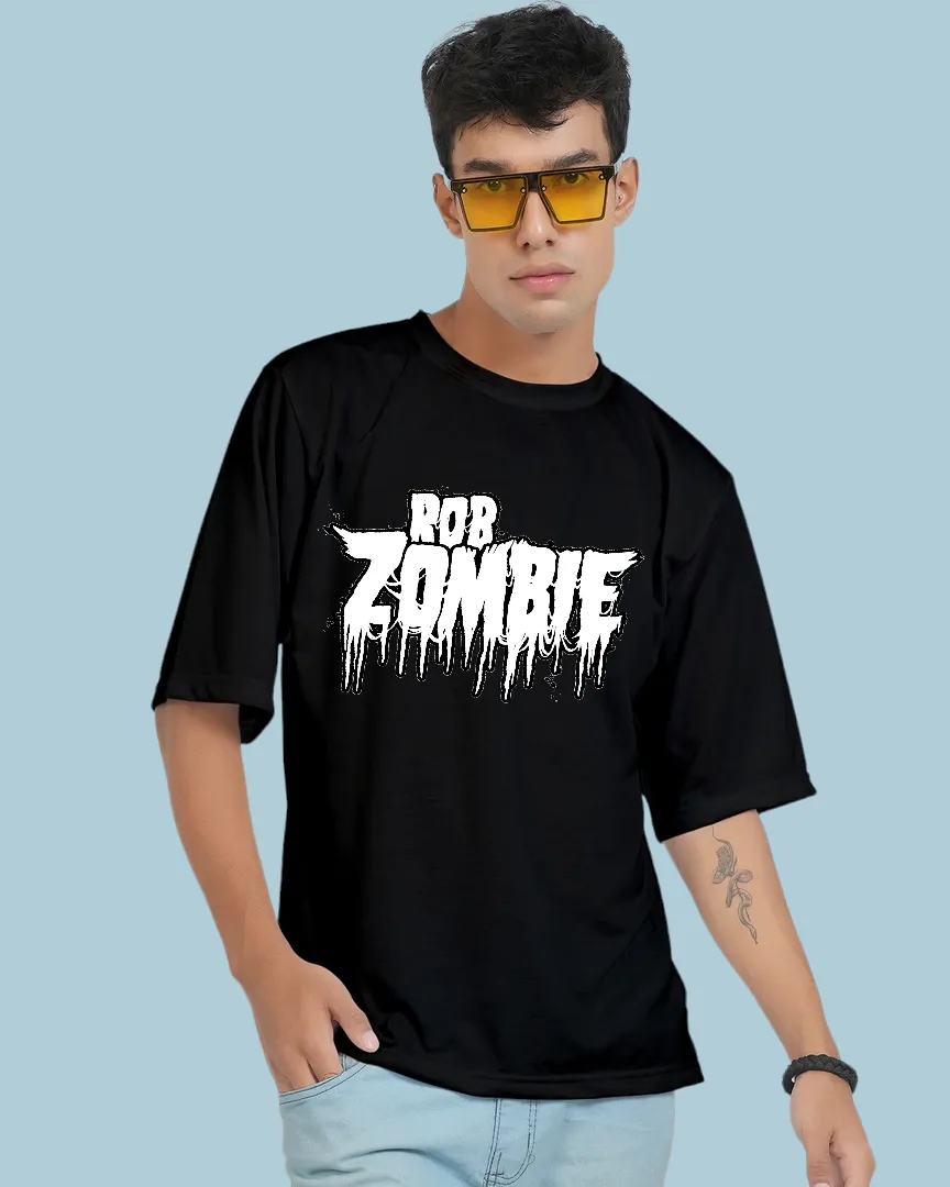 Zombie Printed Black Oversized T-shirt